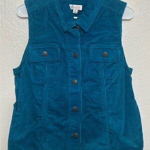 D&Co Women's Teal Corduroy Vest
